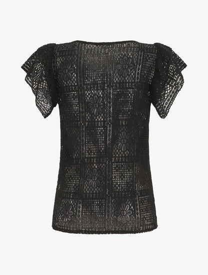 Top uni en maille - Noir - 2