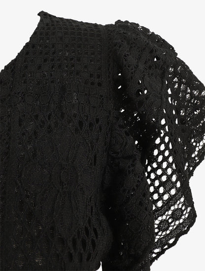 Top uni en maille - Noir - 3
