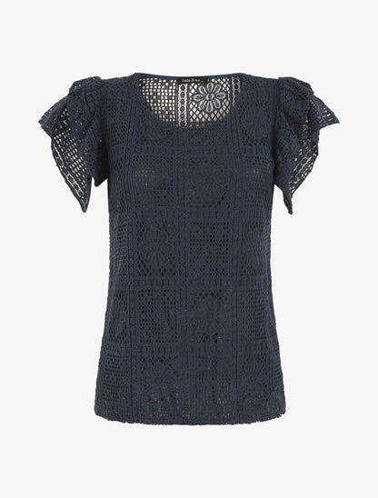 Top uni en maille - Marine - 5