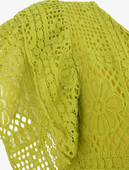 Top uni en maille - Vert anis - 3