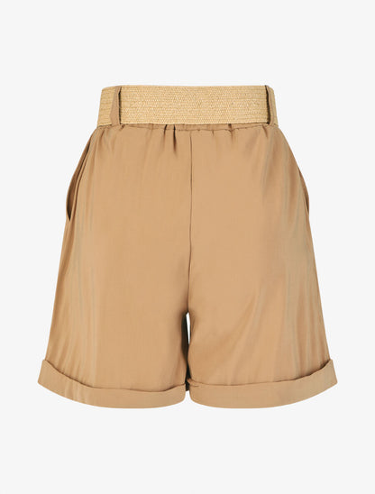Short à revers uni - Camel - 2