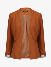 Veste droite à revers graphique - Camel - 1
