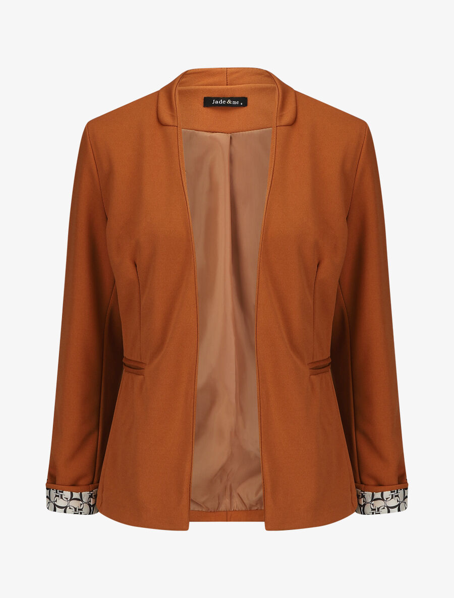 Veste droite à revers graphique - Camel - 1