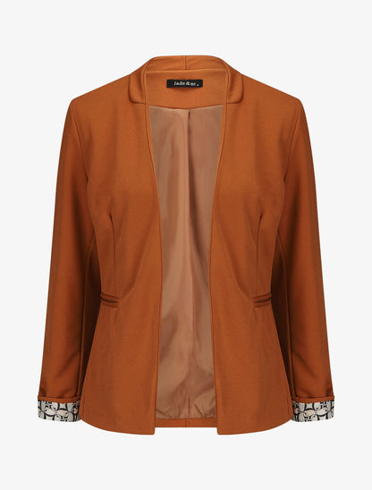 Veste droite à revers graphique - Camel - 1