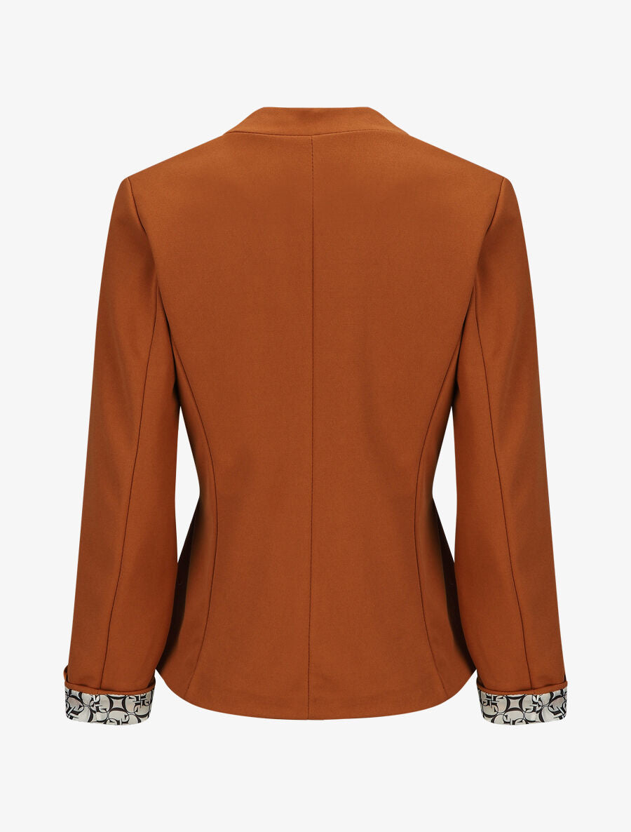 Veste droite à revers graphique - Camel - 2