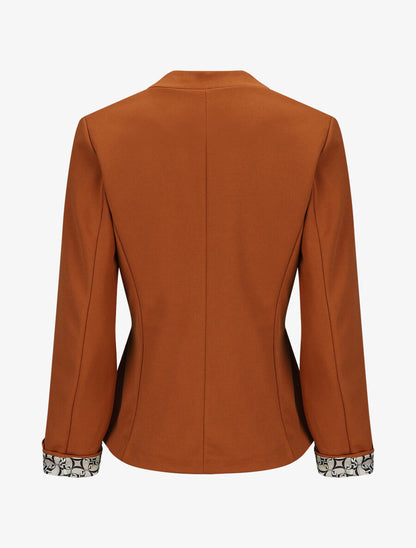 Veste droite à revers graphique - Camel - 2