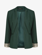 Veste droite à revers graphique - Vert foncé - 5