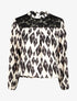 Top imprimé losange et dentelle - Beige - 1