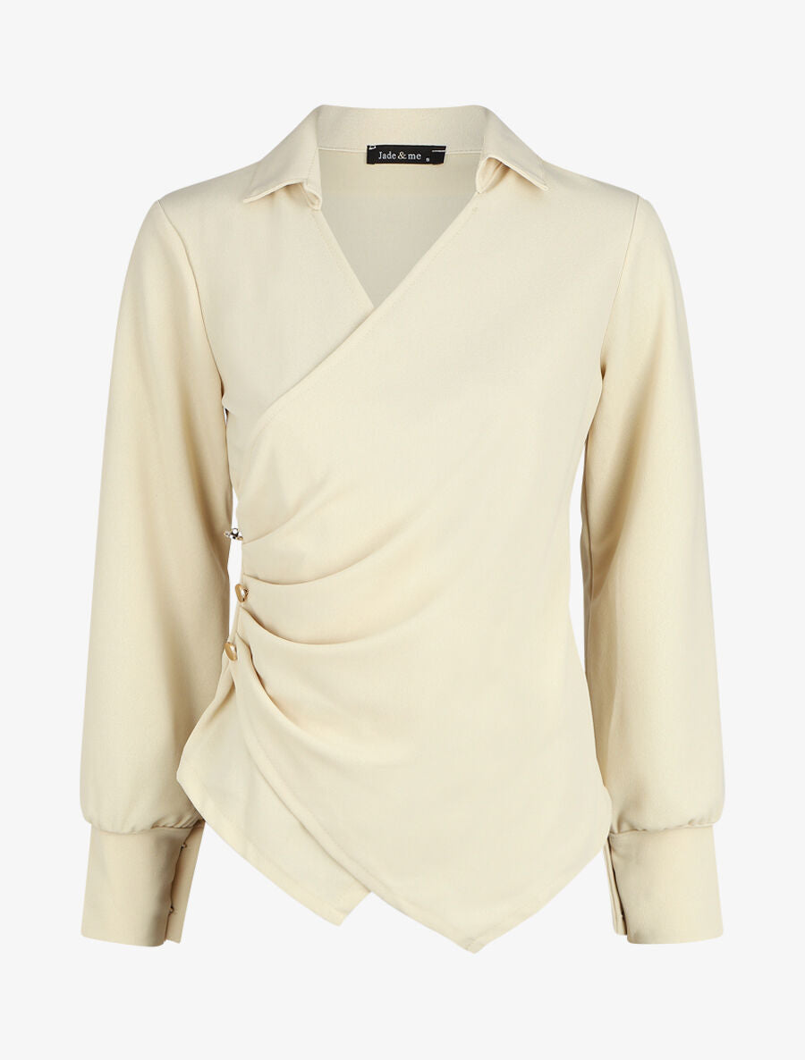 Top cache-coeur drapé - Beige - 6