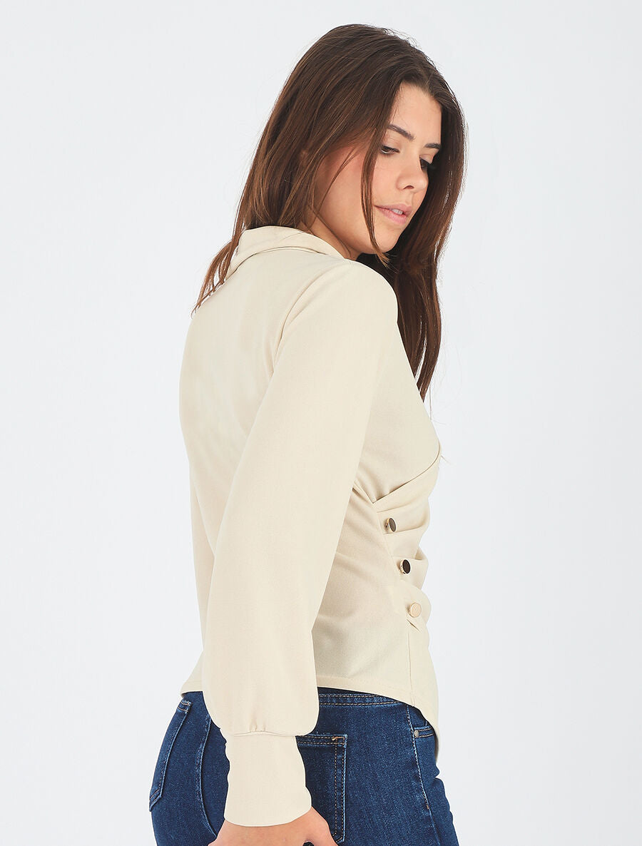 Top cache-coeur drapé - Beige - 5