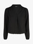 Blouse droite unie à manches longues et col V - Noir - 1