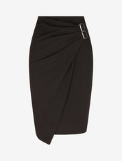Jupe crayon taille haute style portefeuille - Noir - 4