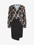 Robe portefeuille ajustée imprimé fantaisie - Noir - 1