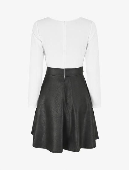 Robe patineuse simili manches longues - Blanc - 2