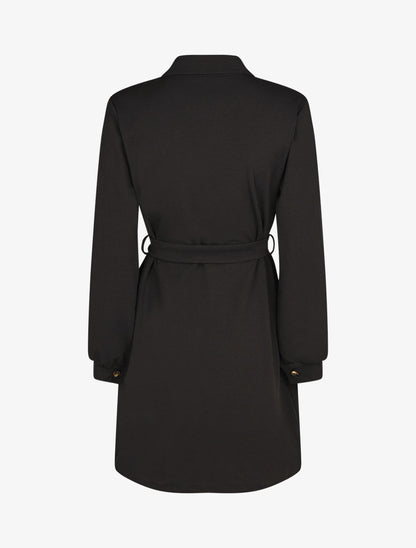 Robe chemise courte manches longues - Noir - 2