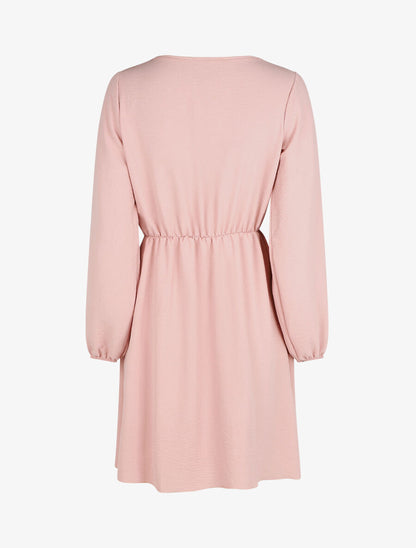 Robe courte évasée col à dentelle - Rose - 2