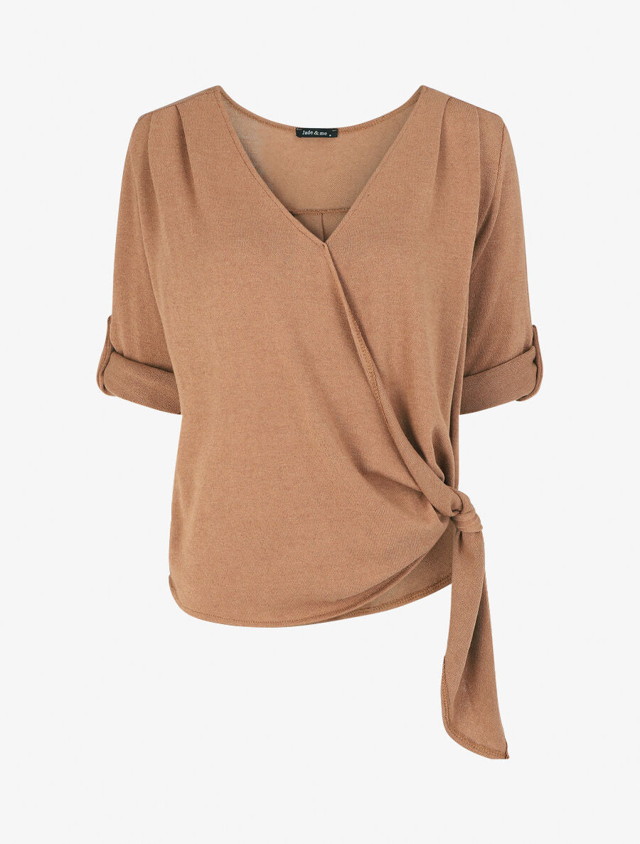 Pull loose style cache-coeur - Camel - 1
