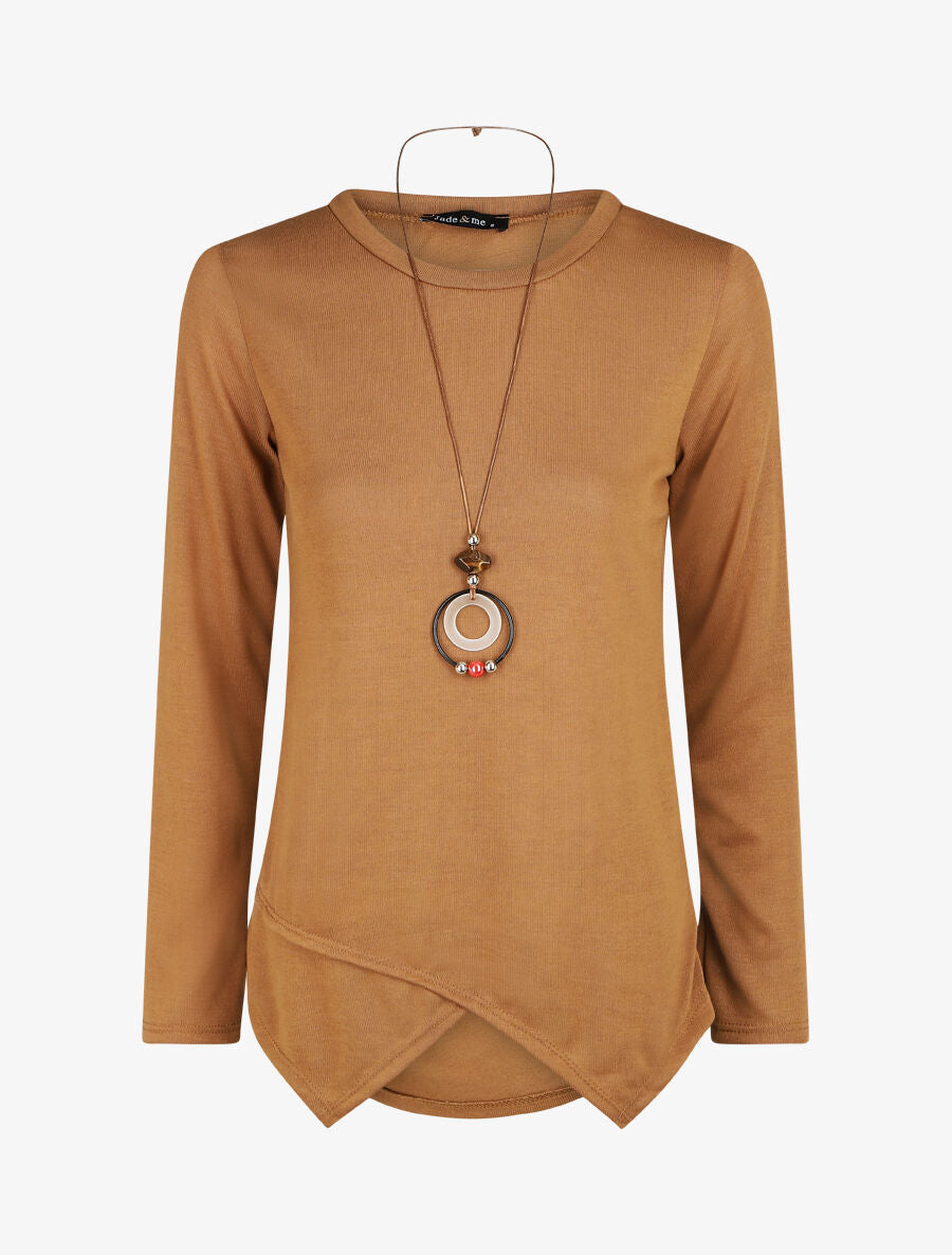 Pull uni asymétrique coupe droite - Camel - 4