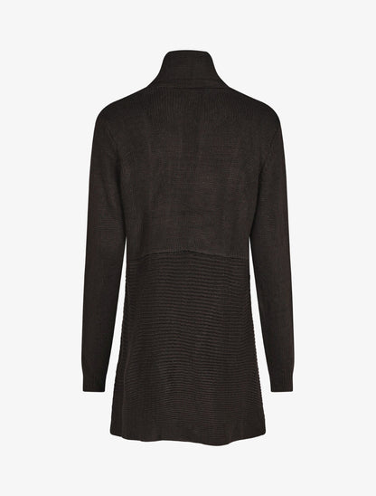 Gilet mi-long col châle - Noir - 2
