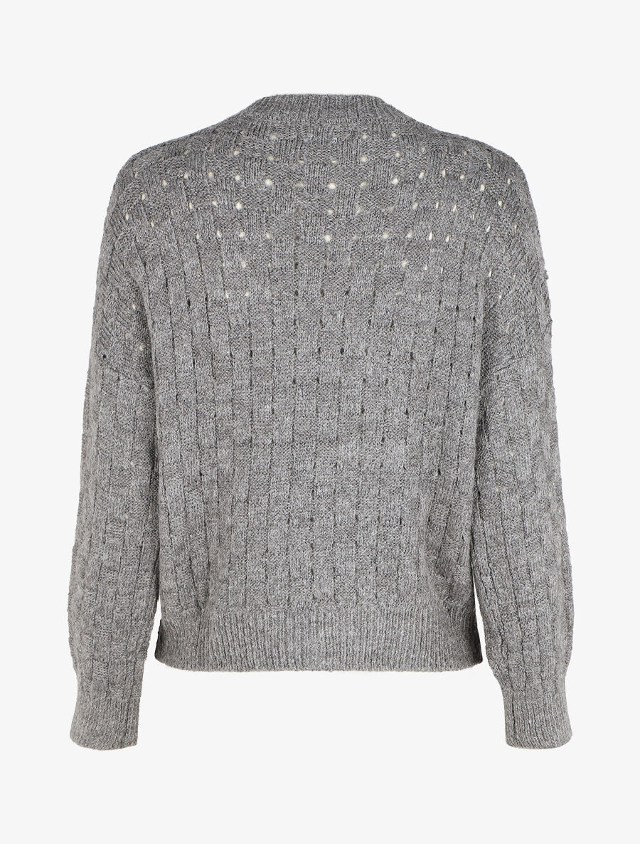 Pull droit maille fantaisie - Gris - 2