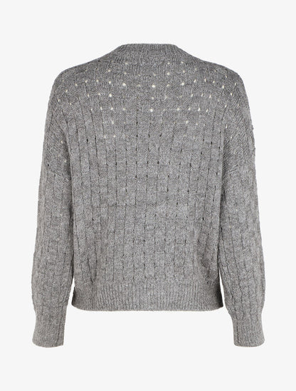 Pull droit maille fantaisie - Gris - 2