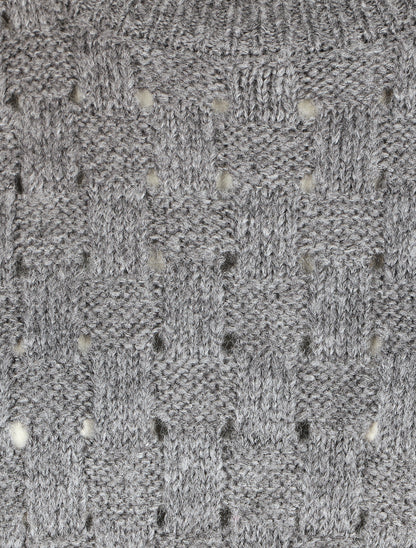Pull droit maille fantaisie - Gris - 3