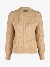 Pull droit maille fantaisie - Beige - 1