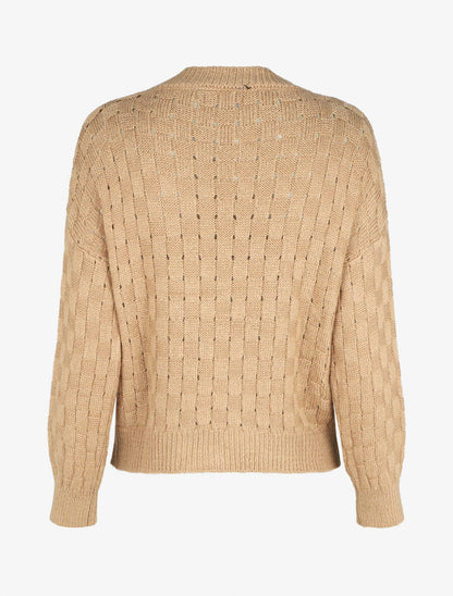 Pull droit maille fantaisie - Beige - 2