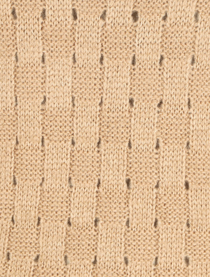 Pull droit maille fantaisie - Beige - 3