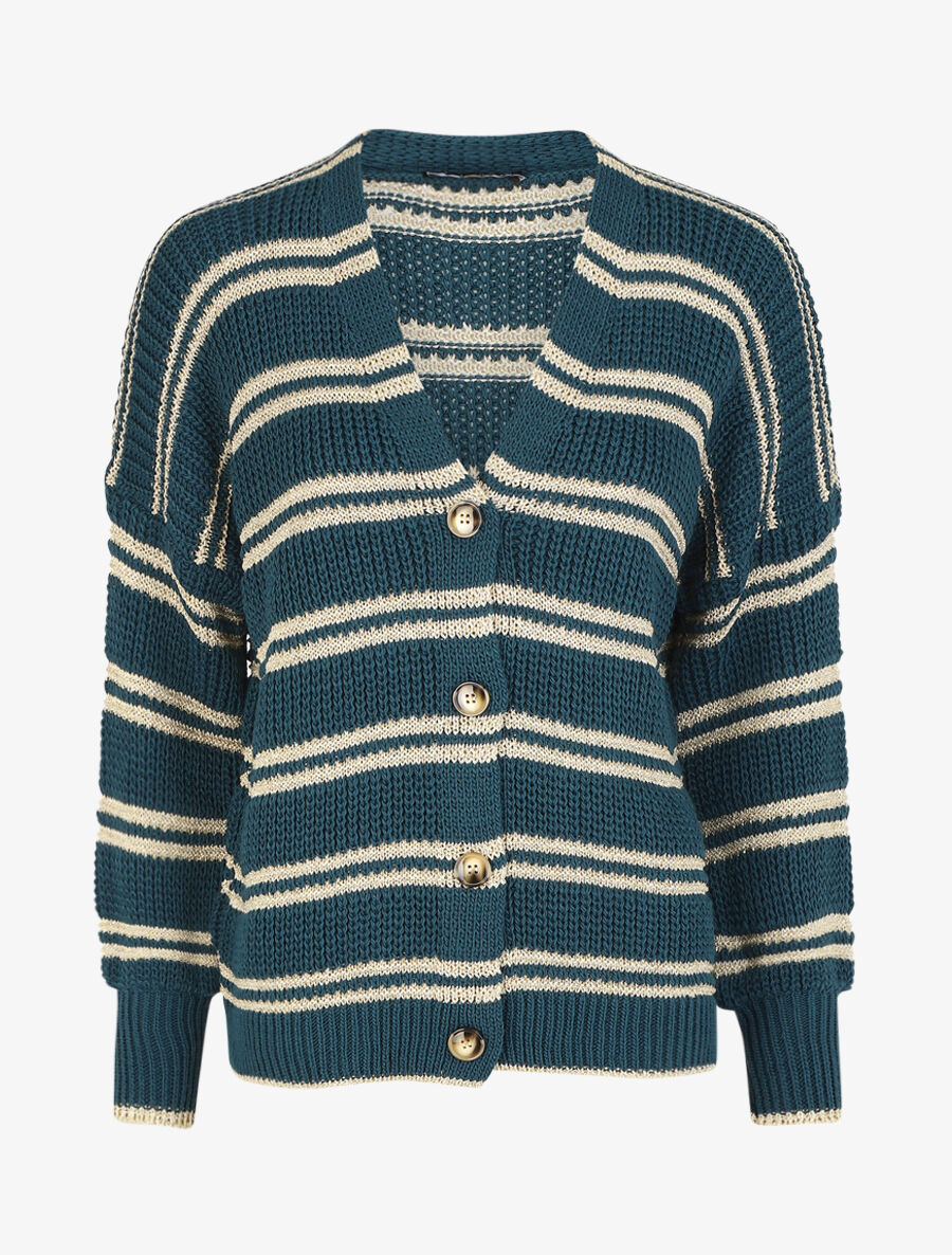 Gilet droit à rayures irisées - Bleu canard - 5