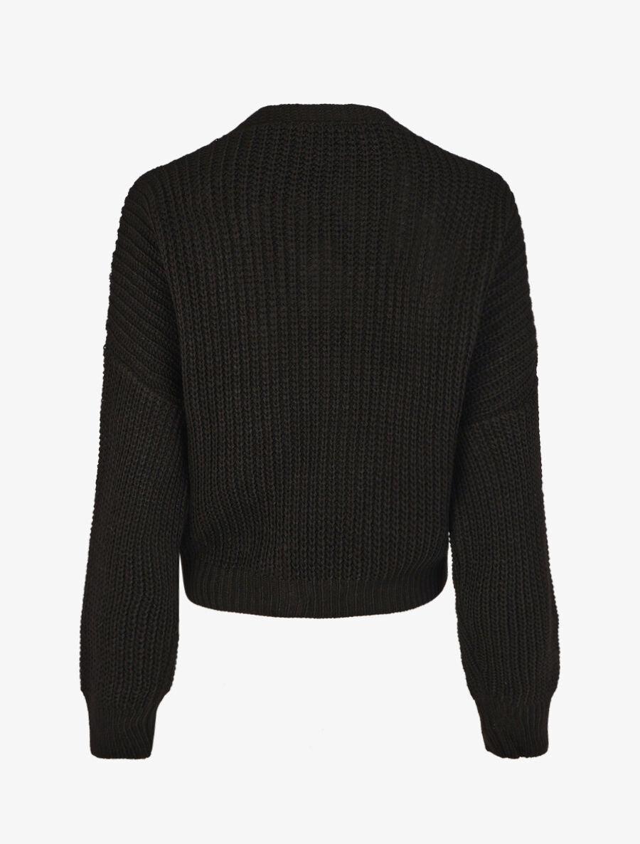 Pull cache-coeur loose uni - Noir - 2