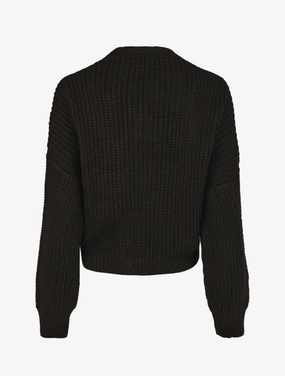 Pull cache-coeur loose uni - Noir - 2