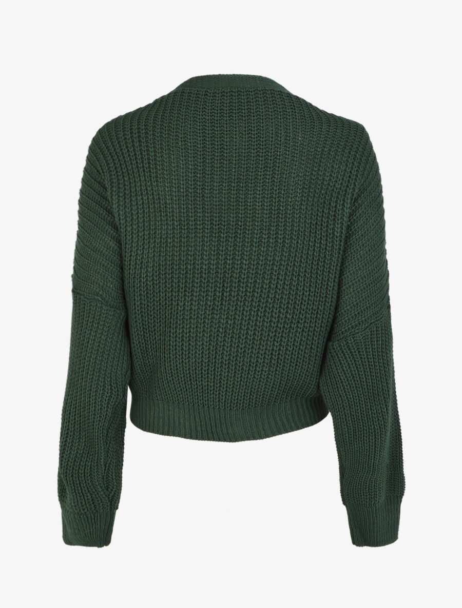 Pull cache-coeur loose uni - Vert foncé - 2