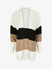 Gilet long et droit motif rayé - Blanc/noir - 1