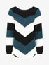 Pull droit rayé col rond - Bleu canard - 1