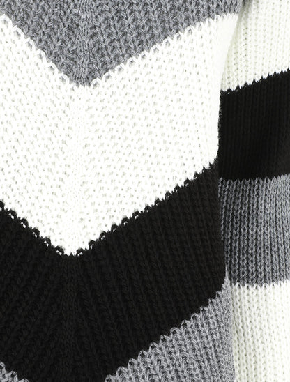 Pull droit rayé col rond - Gris - 3