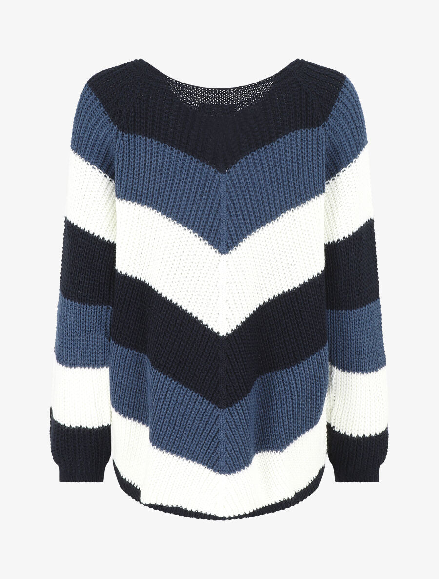 Pull droit rayé col rond - Bleu - 2