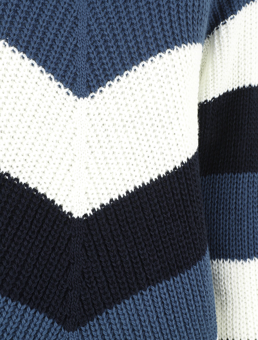 Pull droit rayé col rond - Bleu - 3