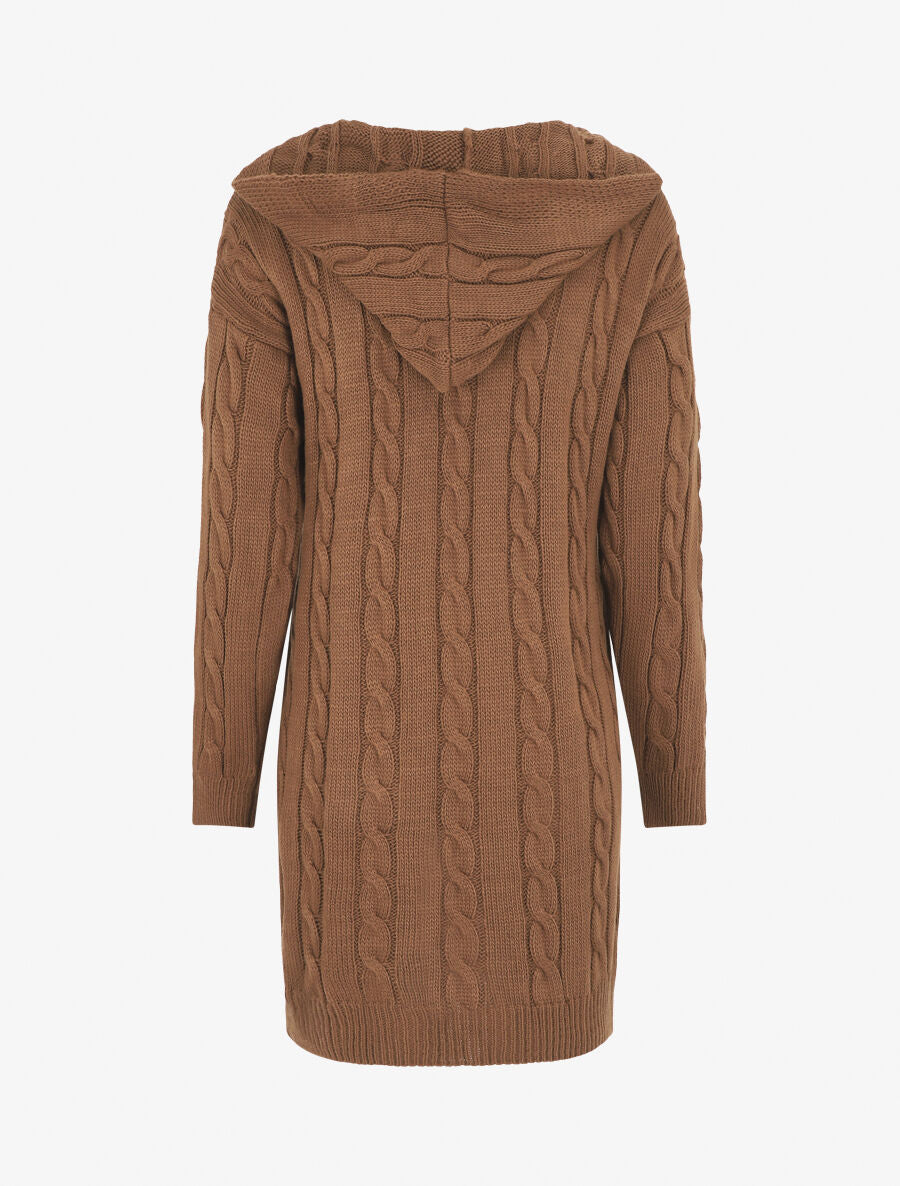 Gilet long à capuche - Marron - 2