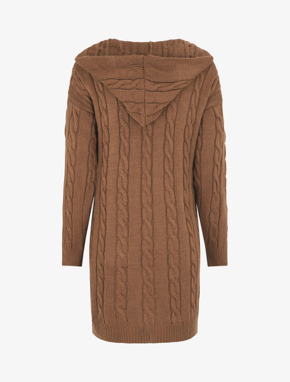 Gilet long à capuche - Marron - 2