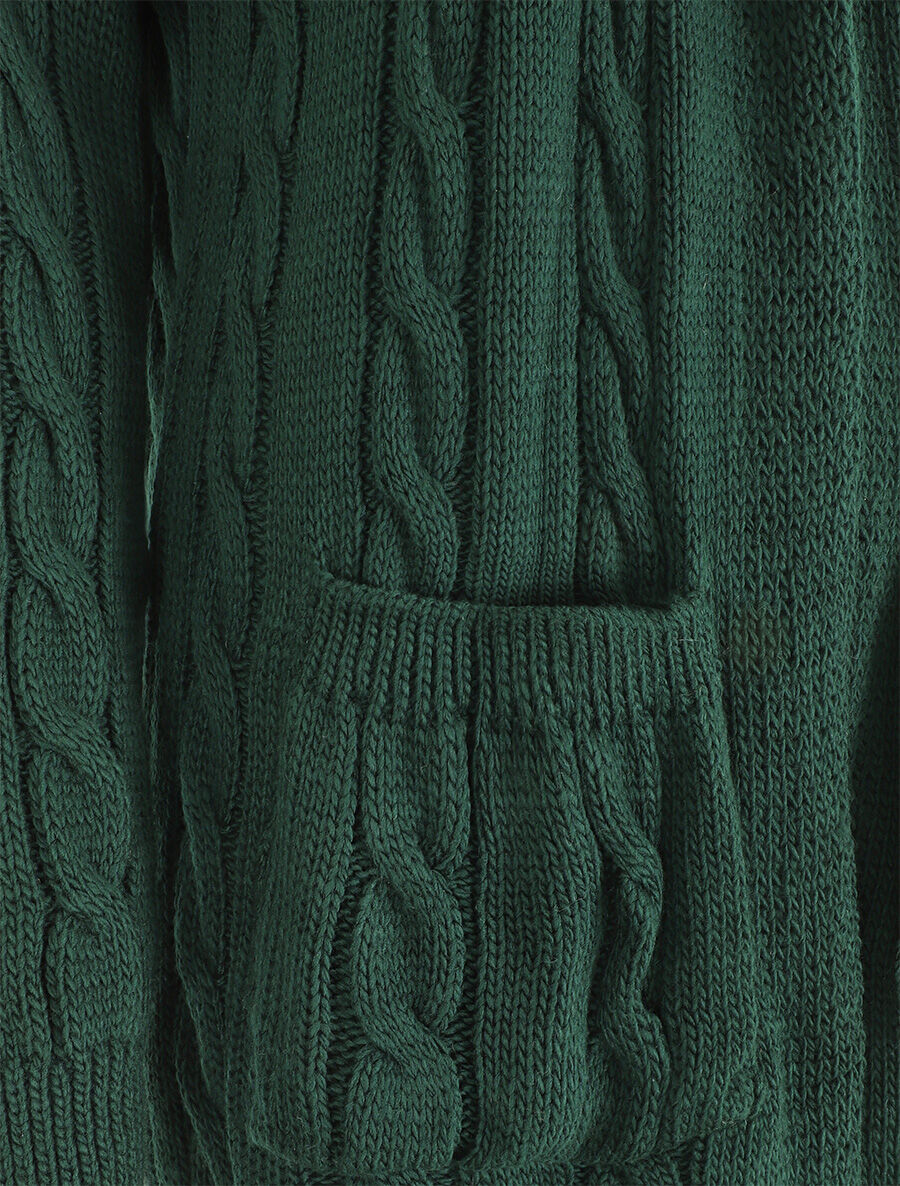 Gilet long à capuche - Vert foncé - 3