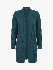 Gilet long effet tressé - Bleu canard - 4