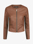 Veste droite zippée en simili - Camel - 4