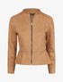 Veste droite zippée en suédine - Beige - 1
