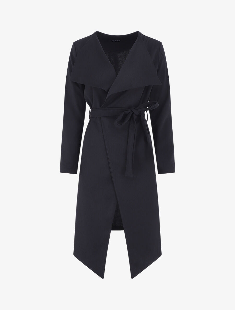 Veste longue ceinturée - Noir - 4