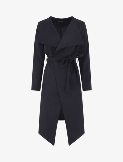 Veste longue ceinturée - Noir - 4