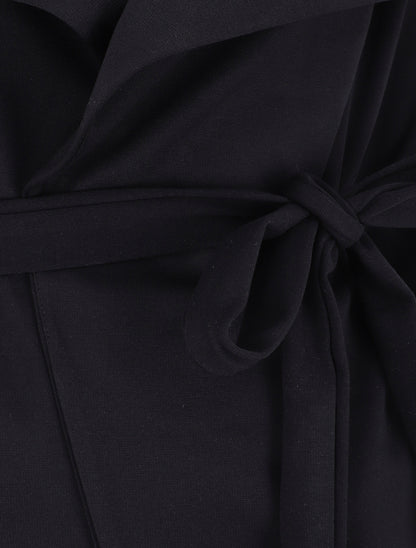 Veste longue ceinturée - Noir - 3