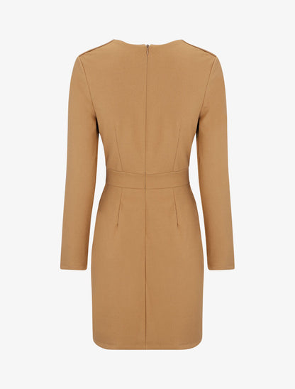 Robe courte ajustée à chaîne - Camel - 2