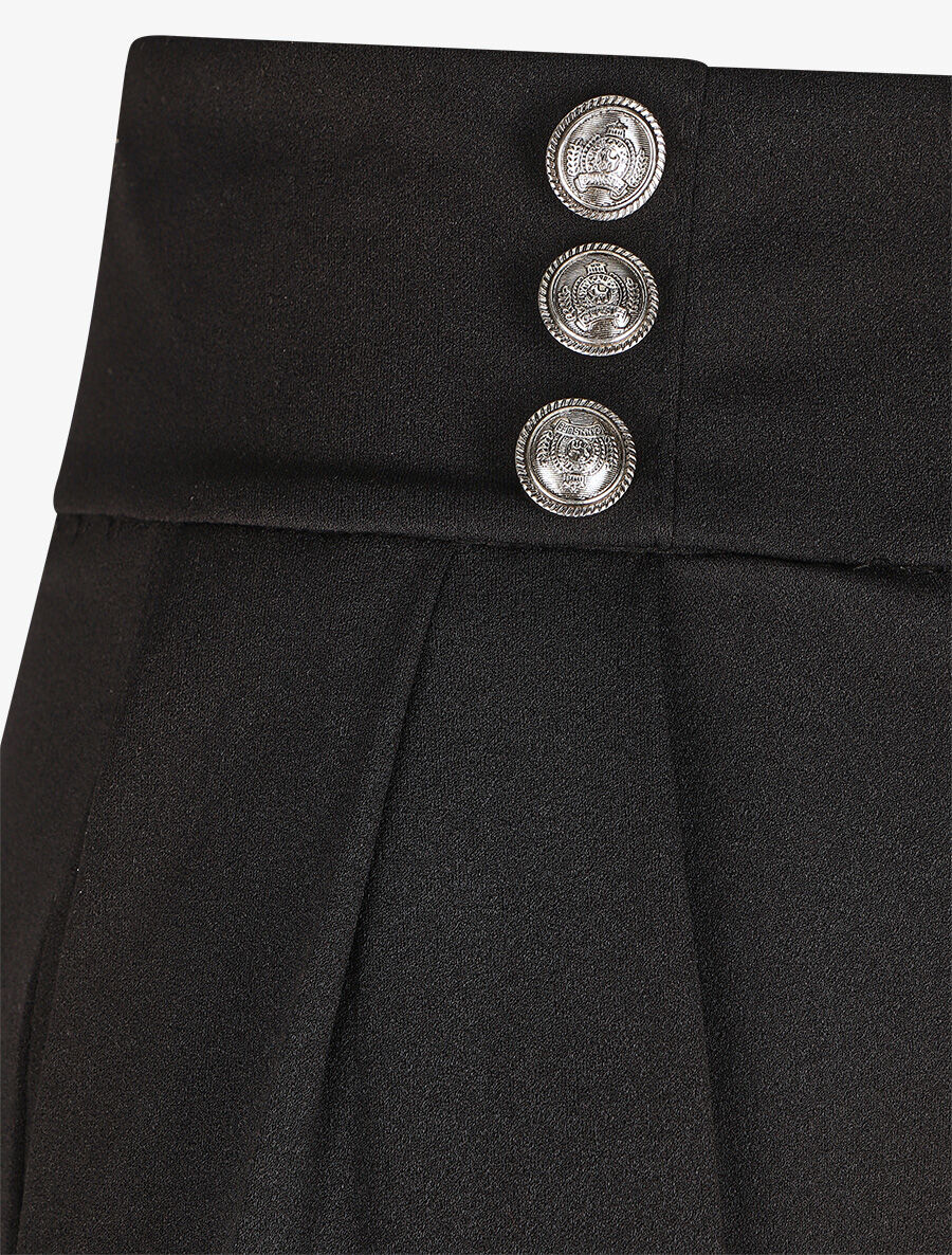 Pantalon ample taille haute à boutons - Noir - 3