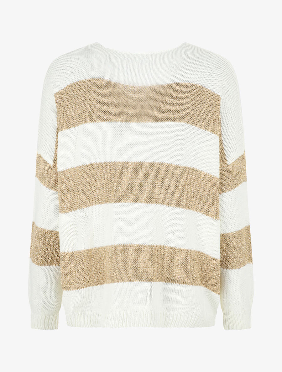 Pull oversize rayé et irisé - Blanc - 2